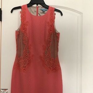 ANTONIO MELANI Coral Lace Midi Dress